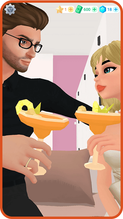 Man and woman drink cocktails
